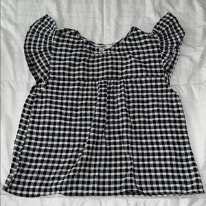 BB Dakota Black and White Checkered Blouse